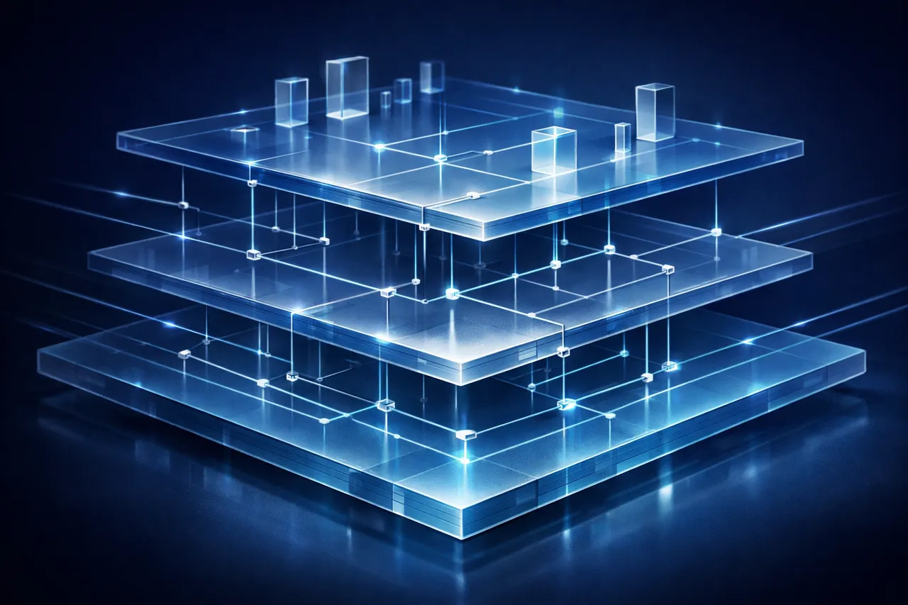 Abstract illustration of aligned regulation, policy, and control layers.